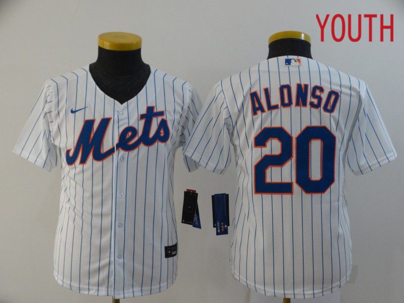 Youth New York Mets 20 Alonso White Nike Game MLB Jerseys